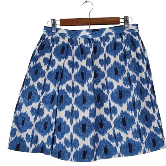 MICHAEL MICHAEL KORS Blue Poppy Linen Pleated Mini Skirt Size 6 - Picture 2 of 6